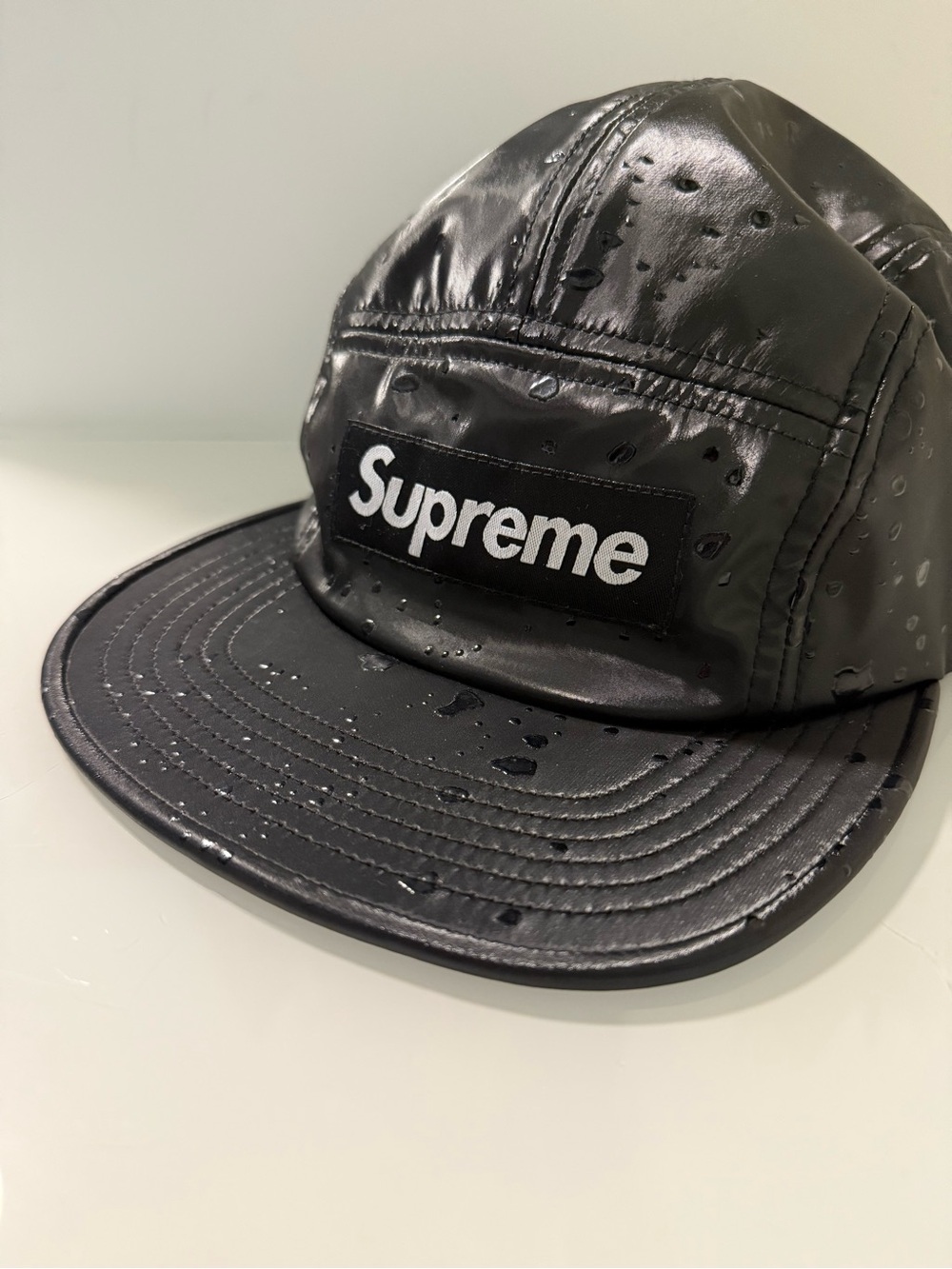 Supreme Black Shiny Water Drops 5-Panel Cap - Picture 7 of 14